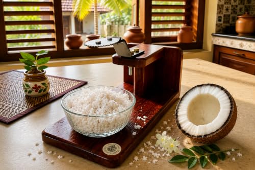Image 8 of Bharatroots Premium Wooden Coconut Scraper Chirava 1100 Gram