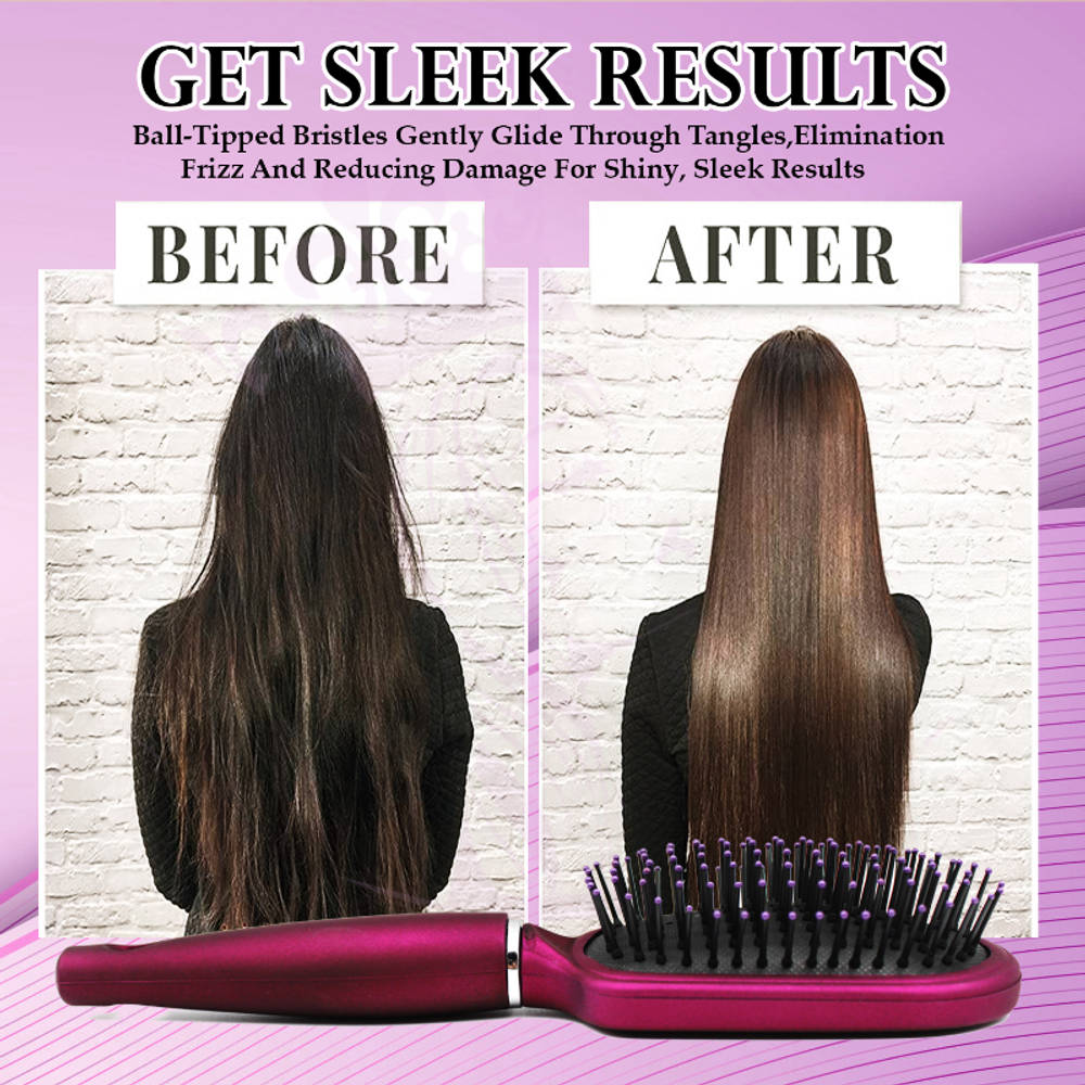 Image 6 of Majestique Purple Detangler Brush - Ultra-Soft Tipped Nylon, Glides Through Tangles