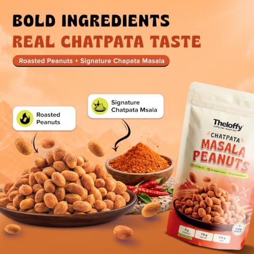Image 7 of THELOFFY Chatpata Masala Roasted Peanuts, High Protein Snack, 200g x 2