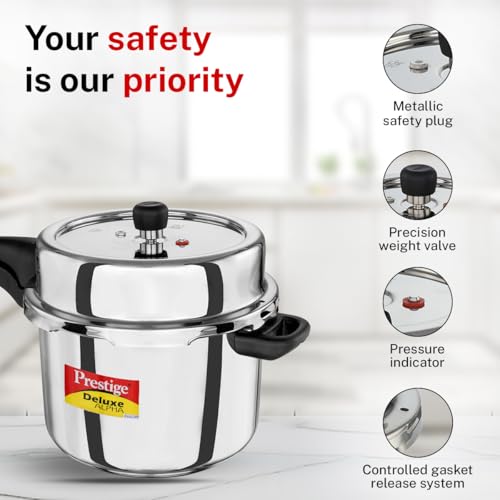 Image 7 of Prestige 8 Litre Stainless Steel Deluxe Alpha Svachh Outerlid Pressure Cooker