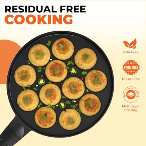 Image 7 of 6th Planet 12 Pit Nonstick Paniyaram Pan with Steel Lid