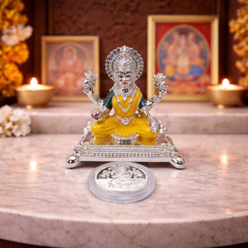 Image 7 of Gold Art India Pata Laxmi Silver Plated Terracotta Idol (3.5" Inch)