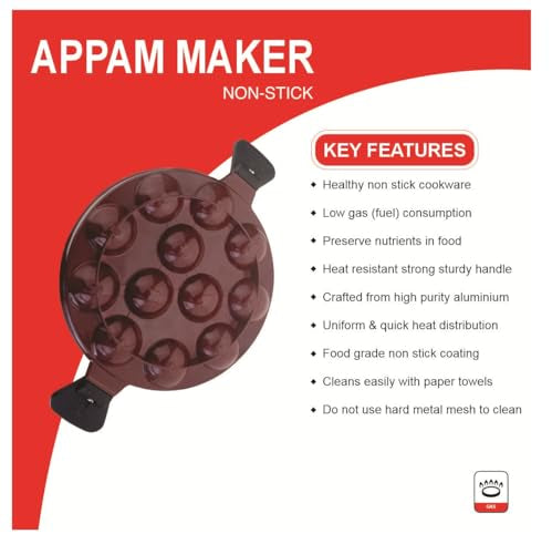Image 8 of SWIFT Non Stick 12 Cavity Aluminium Appam Patra Ponganal Guntapongadalu Paniyaram Litti Maker with Lid 23 cm Black