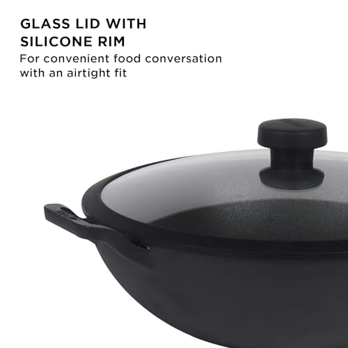 Image 7 of Meyer Pre-Seasoned Cast Iron 3 Piece Cookware Set - 26cm Frypan + 26cm Kadai with Interchangeable Lid
