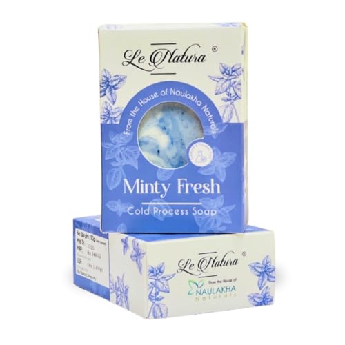 Image 3 of Naulakha Naturals Cold Pressed Minty Fresh Soap – Handmade, Natural & Organic Bath Bar with Fresh mint Oil | Chemical-Free, Skin Refreshing & Cooling Effect – (Pack of 2) 100g
