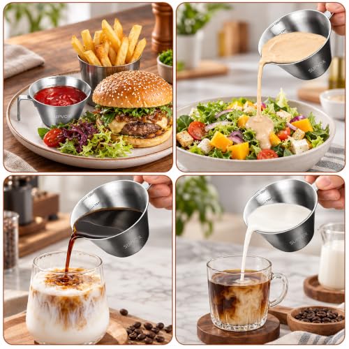 Image 7 of Supvox Espresso Measuring Cup 100ml Stainless Steel Pour with Handle