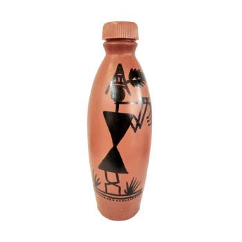 Image 1 of Default Title for the product Mitti Cool Water Bottle with Painting-Krishana