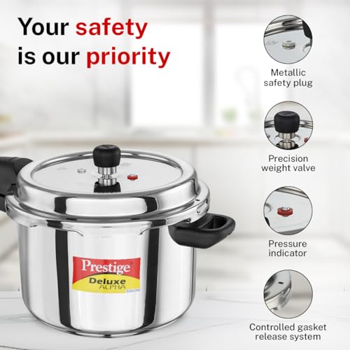 Image 7 of Prestige 6.5 Litre Stainless Steel Deluxe Alpha Svachh Outer Lid Pressure Cooker