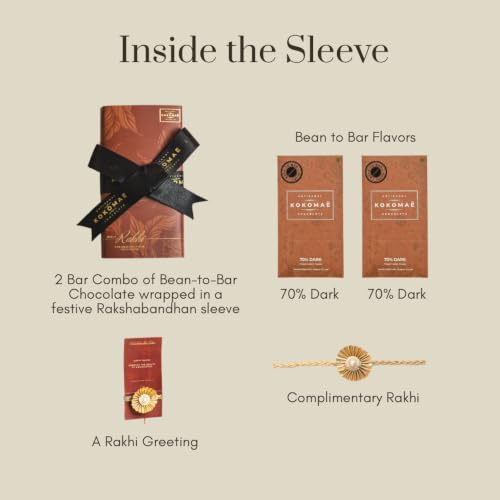 Image 4 of KOKOMAE Rakhi Gift Hamper | 2 x 70% Dark Chocolate Bars 50g Each