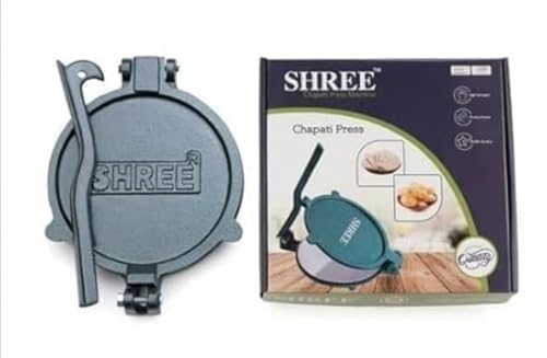 Image 7 of Pinzano 6.5 inch Cast Iron Manual Puri Maker | Empanadas & Pathiri Press | Dough Press Machine with Stainless Steel Inner Surface Countertop Griddle Appliance (Silver and Black, 6.5 INCH)