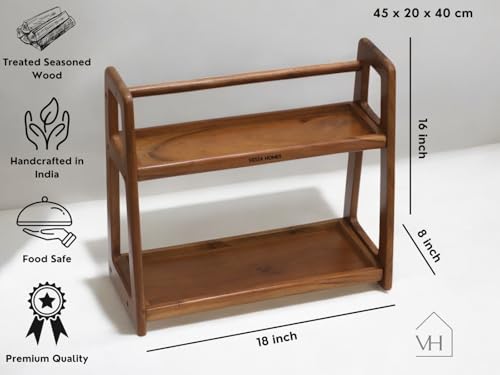 Image 5 of Vesta Homes Premium Solid Wood Home & Kitchen Organizer Freestanding Tiered Shelf Rack