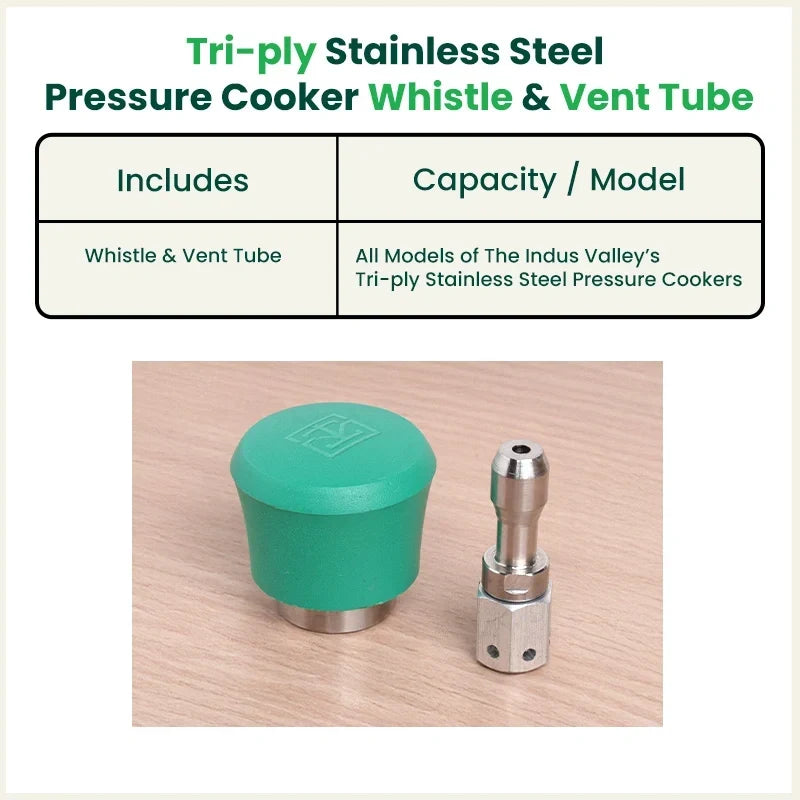 Image 4 of The Indus Valley Triply Outer Lid Pressure Cooker Whistle and Vent Tube