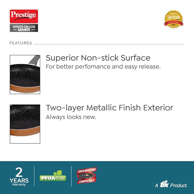 Image 4 of Prestige Omega Deluxe Non-Stick Cookware 3 Pc Set