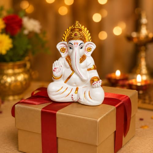 Image 6 of Hanuman Ji Car Dashboard Idol | Bahubali Hanuman ji Home Temple, Office Desk & Living Room Decor | Premium Black Meditation Pose Showpiece (White and Golden)