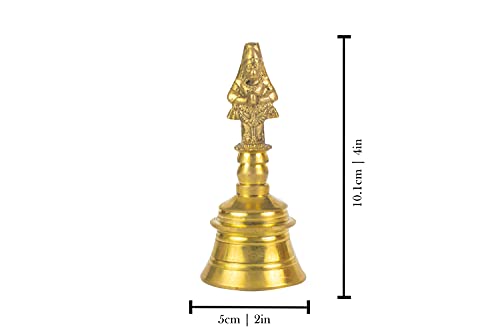 Image 4 of Spillbox Traditional Brass Bell/Ghanti For Pooja/Worship - 4" Inch Hanuman