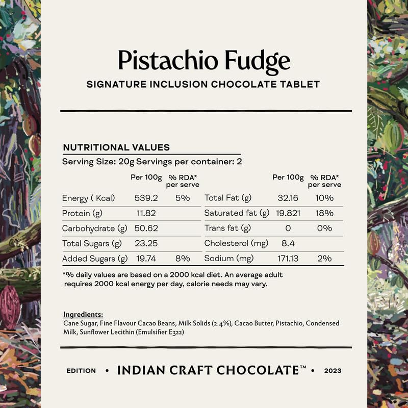 Image 7 of Manam Chocolate Signature Inclusion Tablet - Pistachio Fudge, 45% Milk - 80g