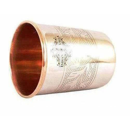 Image 3 of Embossed Design Steel Copper Glass Tumbler (250ml) - Set of 2