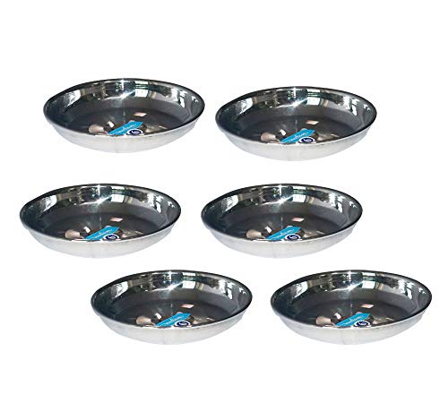 Image 1 of Default Title for the product neelam Stainless Steel 5.5 22G Diamond Halwa Plate, 11 cm, Silver, Set of 12