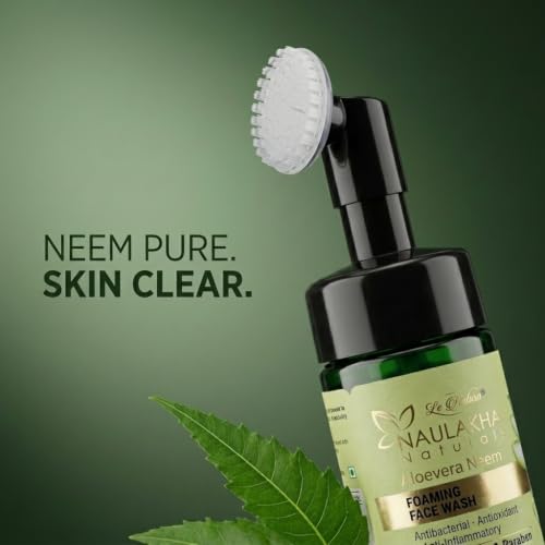 Image 4 of Naulakha Naturals Aloe vera and Neem Foaming Face Wash with Built In Brush Fights Acne And Blackheads Hydrating And Refreshing I Brightening Glowing Skin for All Skin
