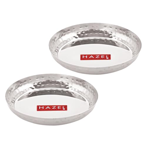 Image 6 of HAZEL Stainless Steel Snack Plate Set of 2 | 18cm Breakfast & Serving Plate