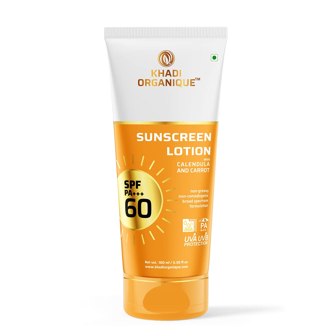 Image 1 of 100 ml for the product Khadi Organique Sunscreen Lotion SPF 60 PA+++ with Calendula & Carrot