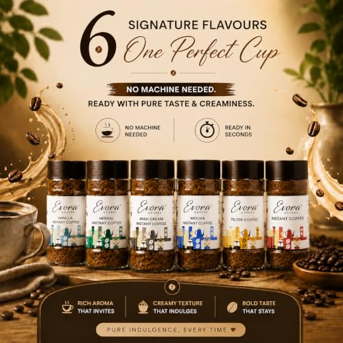 Image 7 of EVORA Greens 100gm Instant Coffee Powder | Irish Cream Flavour | Coffee with Arabica & Robusta Blend - Medium Roast | Make 50 Cups