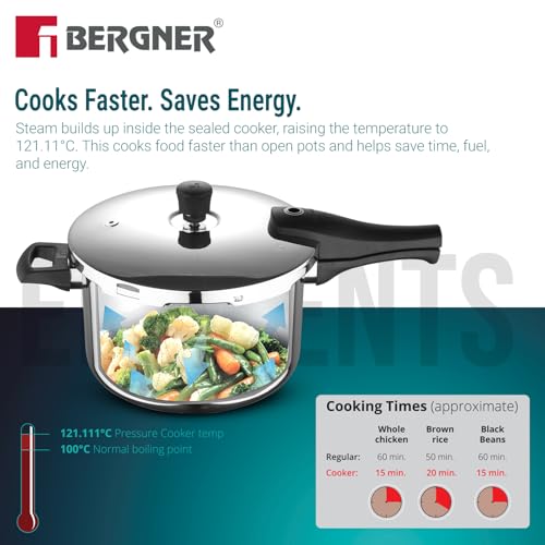 Image 11 of BERGNER Argent Elements Triply Stainless Steel Outer Lid Pressure Cooker