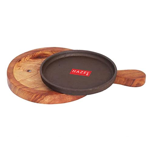 Image 5 of HAZEL Sizzling Brownie Sizzler Plate with Wooden Racket 7 inch Round