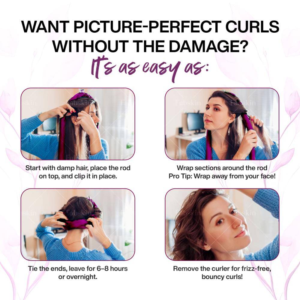 Image 5 of Fabskin Heatless Hair Curler Set With Hair Curling Rod, Scrunchies & Claw Clip - Black