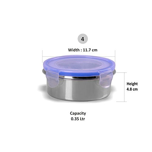 Image 7 of Sumeet Stainless Steel Airtight & Leak Proof L&L Containers Set, Size 350ML -4Pc, Silver