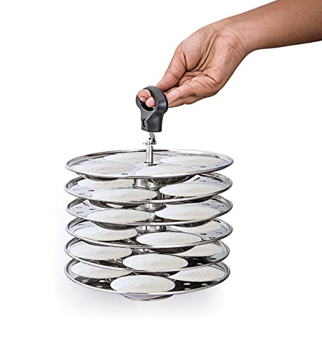 Image 7 of MAHAVIR Heavy Gauge Stainless Steel Idli Cooker Kitchen Accessories (Silver, 6 Plate, 24 Pcs), 3 liter, 21 X 21 X 21 Centimeters