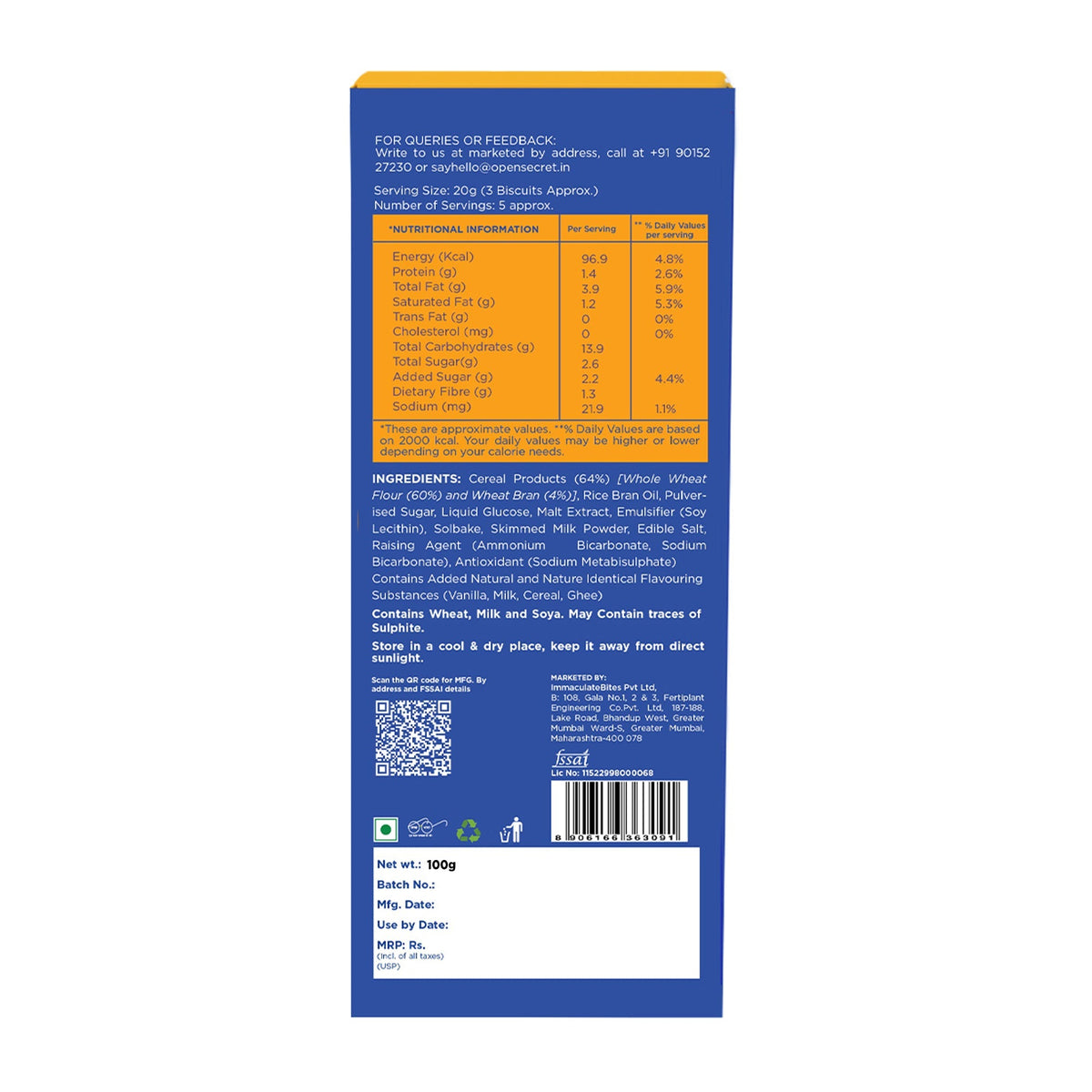 Image 7 of Open Secret Healthy Digestive Biscuit - 0% Maida, 0% Palm Oil, High Fibre - Goodness of Atta | Guilt Free