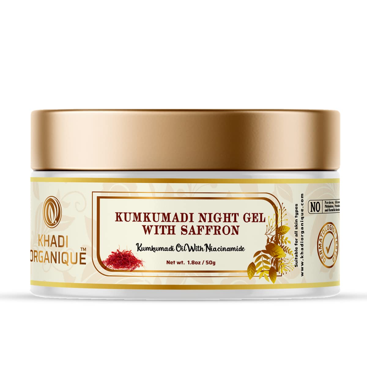 Image 1 of 50 gm for the product Khadi Organique Kumkumadi Night Gel with Saffron, Turmeric & Red Sandalwood