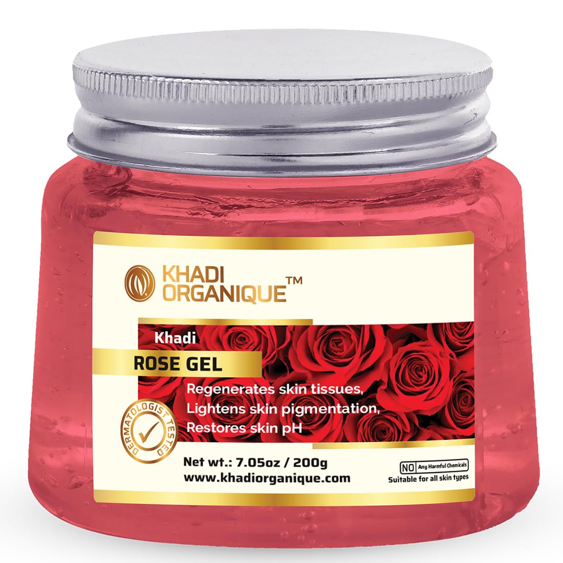 Image 1 of 200 gm for the product Khadi Organique Rose Gel with Rose Petals & Aloe Vera