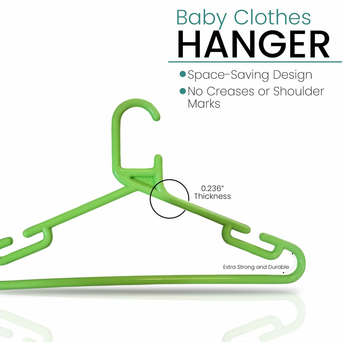 Image 7 of Go Hooked Kids Clothes Hangers with Smooth Finish and Non-Slip Grooves Pack of 5 | Baby Clothes Hanger Wardrobe Storage Organizer | Durable Plastic Hanger for Baby & Kids Clothes (Multicolor)