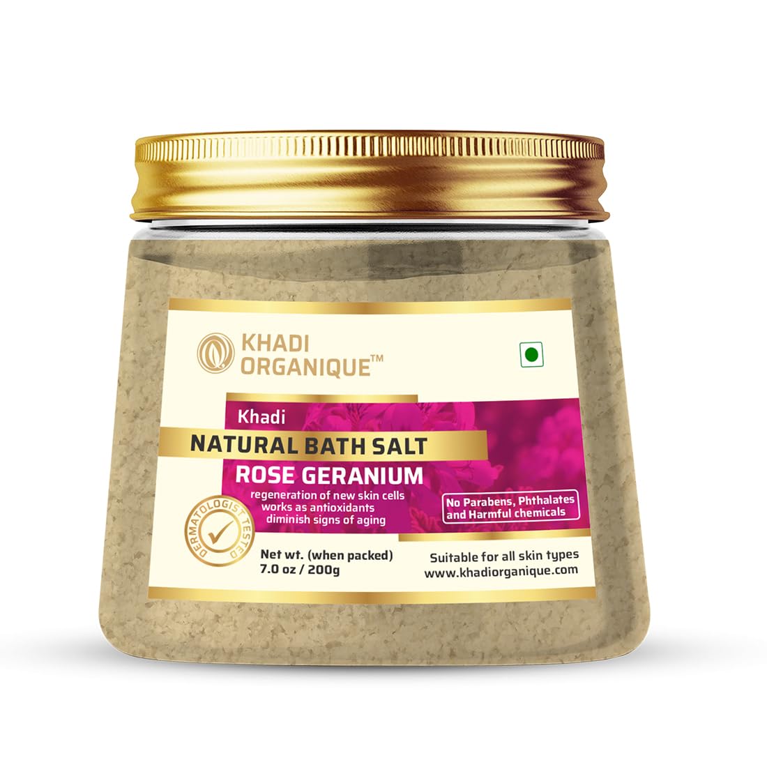 Image 1 of 200 gm for the product Khadi Organique Rose Geranium Bath Salt
