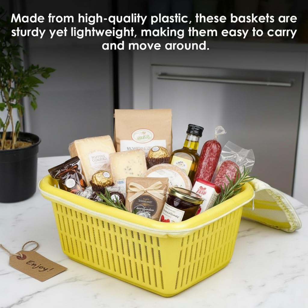 Image 4 of Go Hooked Multipurpose Plastic Storage Gift Basket With Net Cover Stylish Basket With Zip Net Cover Versatile Durable Stylish Convenient Compact Practical Efficient Pack of 1 Yellow