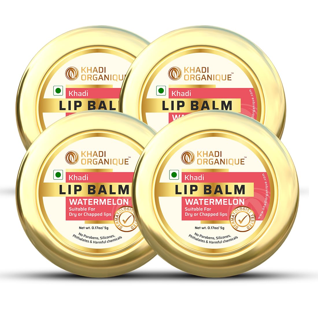 Image 1 of 5 gm / Pack of 4 for the product Khadi Organique Watermelon Lip Balm with Natural Essential Oils