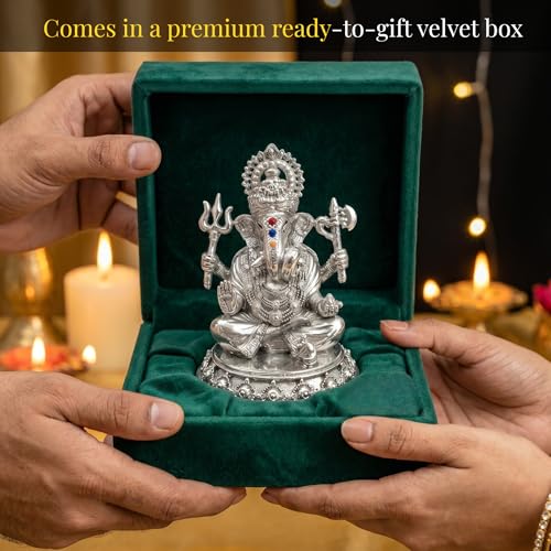Image 6 of Dev Aastha Silver Plated Ganesh Idol 3 Inch with Gift Box