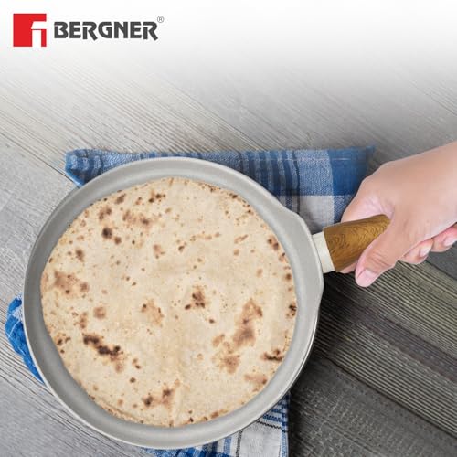 Image 7 of BERGNER Naturally Forged Aluminum 28cm Pancake Pan/Dosa Tawa with Marble Non-Stick Coating
