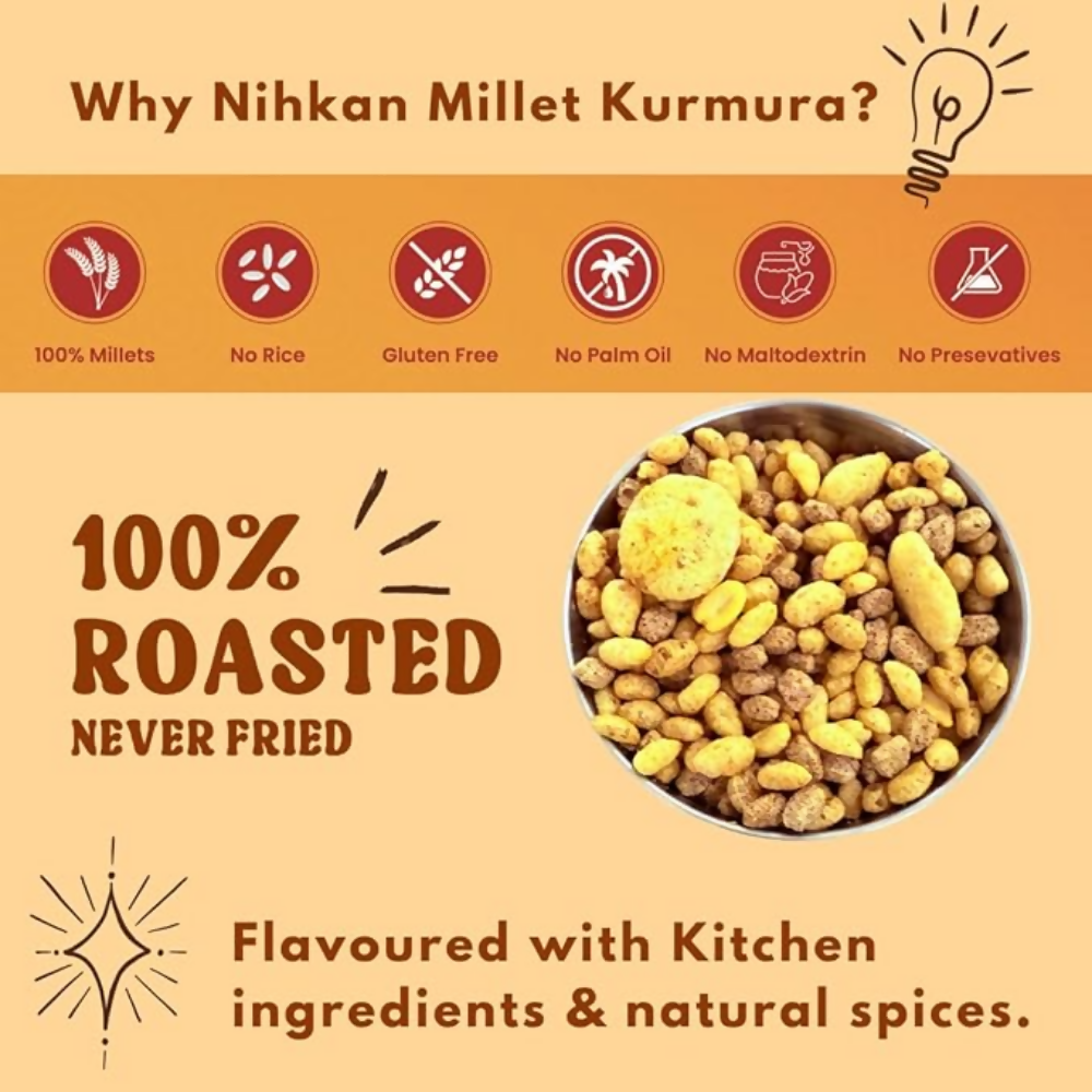 Image 5 of NIHKAN Roasted Ragi Jowar Bajra Kurmura Puffs Mix - Bombay Chatapata Bhel