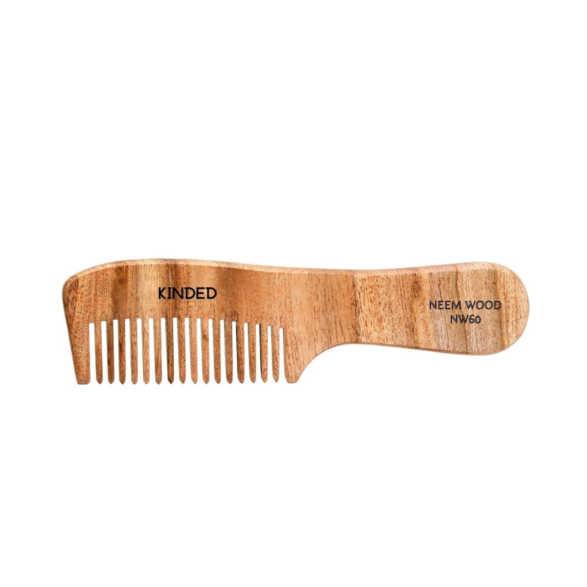 Image 8 of KINDED Handmade Oil Treated Wooden Hair Comb - Neem Wood NW60, Regular Tooth Comb with Handle