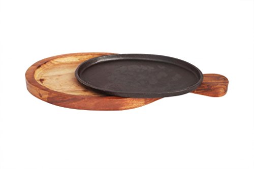 Image 3 of HAZEL Sizzler Plate/Tray with Wooden Base Racket S15x7