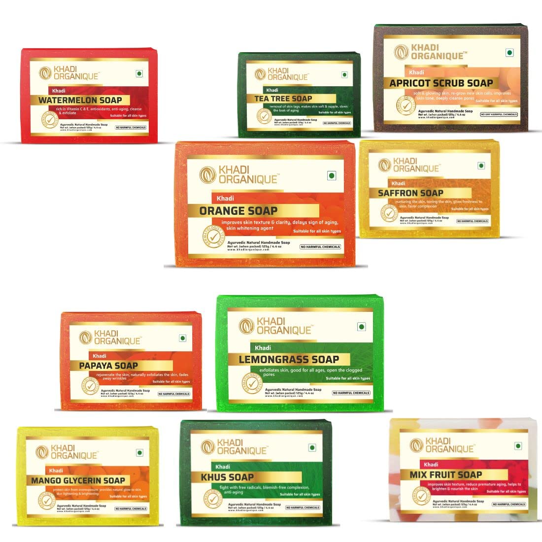 Image 1 of combo for the product Khadi Organique Natural Herbal Handmade Bathing Bar Soap