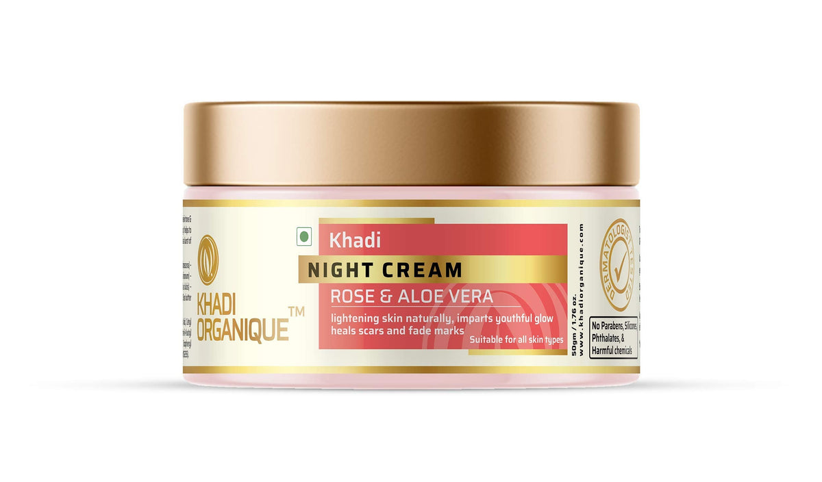 Image 1 of 50 gm for the product Khadi Organique Glow Booster Anti-Aging Night Cream with Rose & Aloe Vera