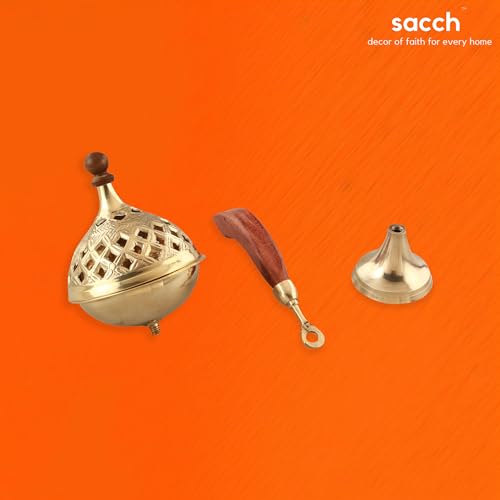 Image 5 of Sacch | Brass Loban Burner With Handle, (Design 2 With Cover)