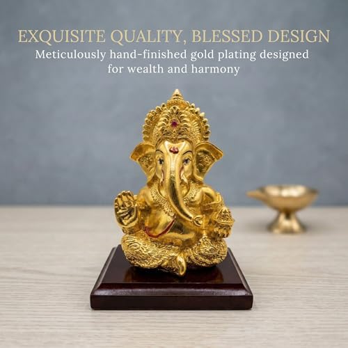 Image 7 of Dev Aastha 24K Gold Plated Ganesha Idol - 4 Inch