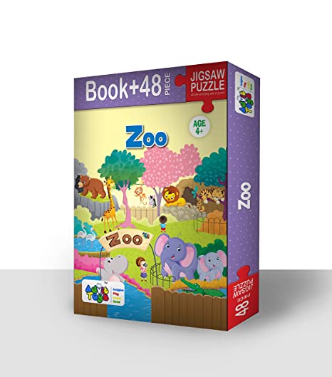 Image 1 of Advit Toys Educational Zoo Animal Jigsaw Puzzle | Educational Learning Puzzle & Gift for Kids (48 Pieces + Book)