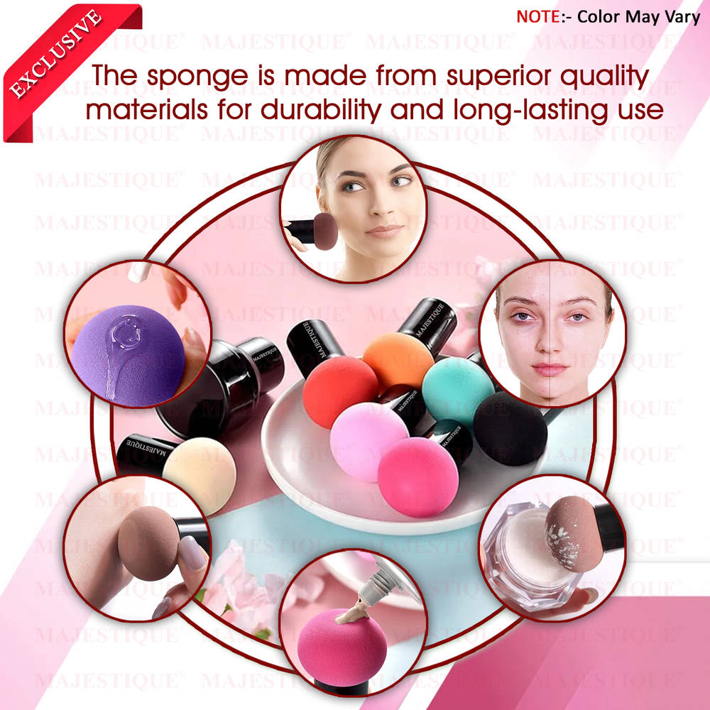 Image 6 of Majestique Mushroom Head Sponge With Handle Case, Powder Puff For Dual-Use Dry & Wet- Color May Vary