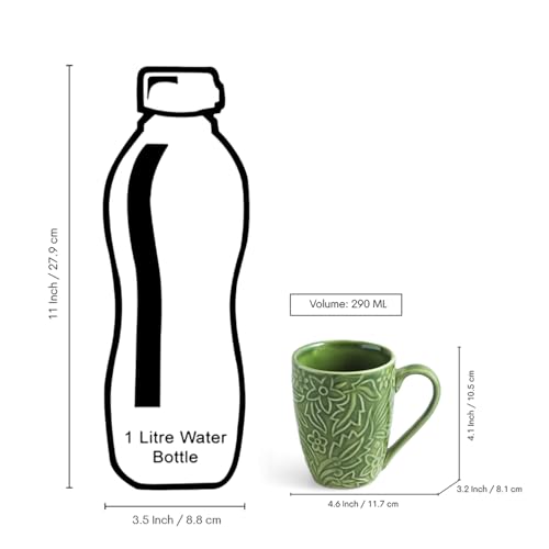 Image 7 of ExclusiveLane Green Flora Ceramic Coffee Mugs Set of 6 290 ml